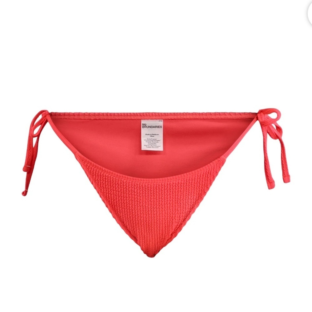 NO BOUNDARIES CRINKLE CORAL FLAME SIDE TIE BIKINI BOTTOMS NEW SIZE S (4-6)